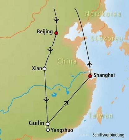 Karte von China: Reiseroute